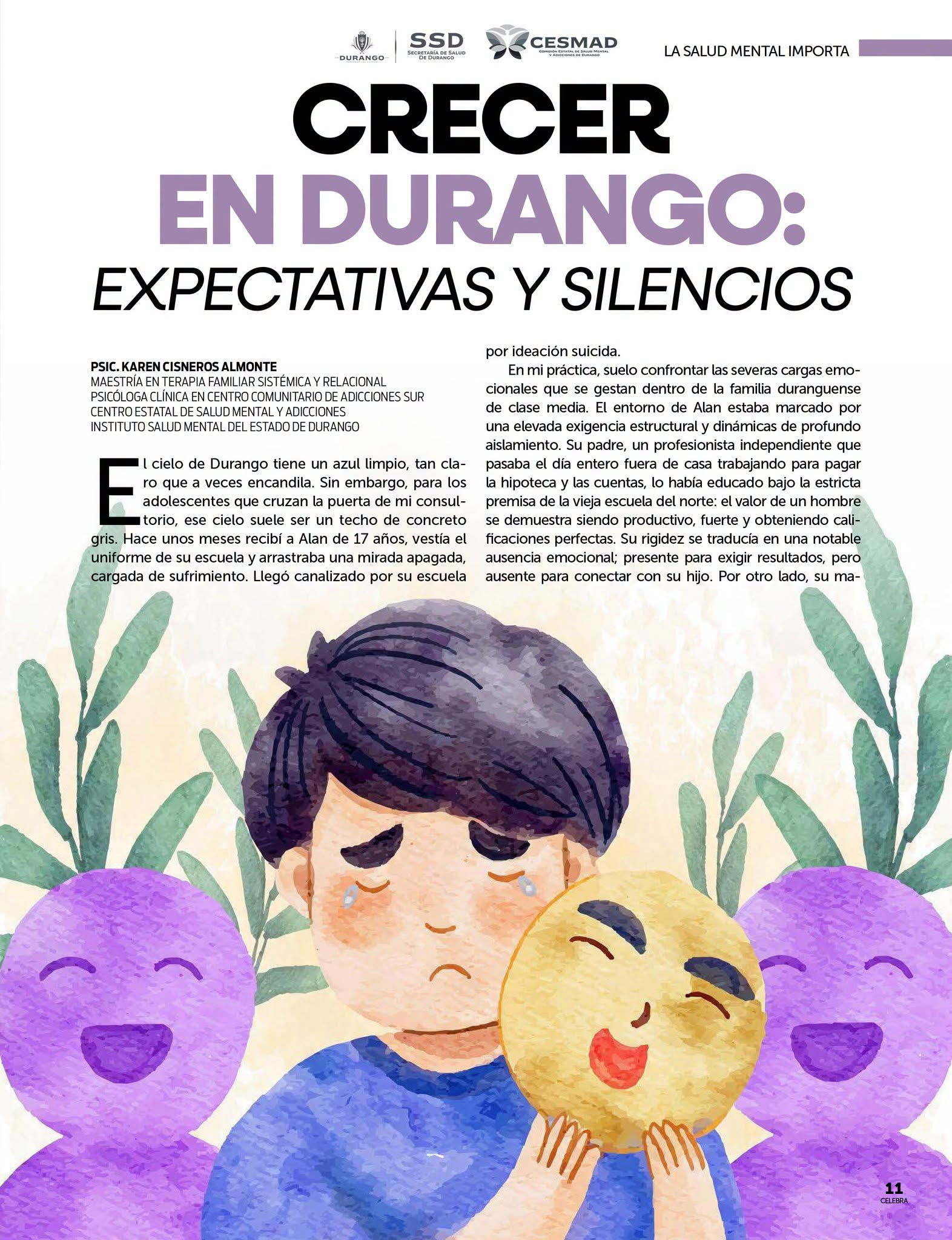 ARTÍCULO DE SALUD MENTAL DEL MES DE SEPTIEMBRE